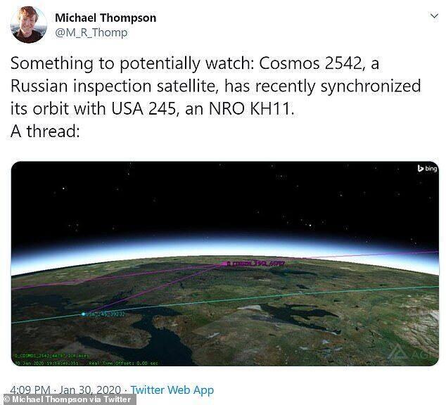 Russian inspector spacecraft Kosmos 2543 / 2542 (artist concept)