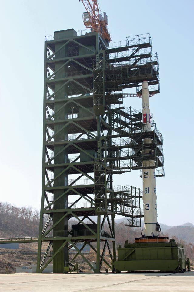 Unha-3 rocket on the pad at Sohae, North Korea